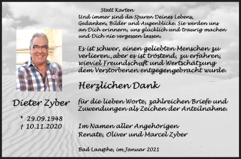Traueranzeige von Dieter Zyber von Siegener Zeitung