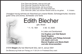 Traueranzeige von Edith Blecher von Siegener Zeitung