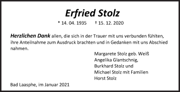 Traueranzeige von Erfried Stolz von Siegener Zeitung