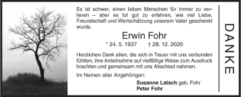 Traueranzeige von Erwin Fohr von Siegener Zeitung