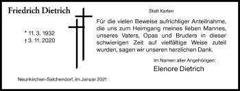 Traueranzeige von Friedrich Dietrich von Siegener Zeitung