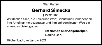 Traueranzeige von Gerhard Simecka von Siegener Zeitung