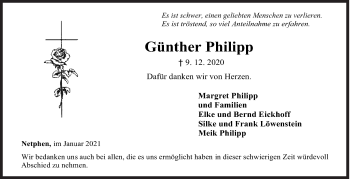 Traueranzeige von Günther Philipp von Siegener Zeitung