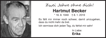 Traueranzeige von Hartmut Becker von Siegener Zeitung