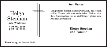 Traueranzeige von Helga Stephan von Siegener Zeitung
