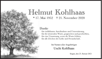 Traueranzeige von Helmut Kohlhaas von Siegener Zeitung