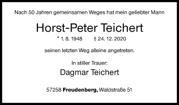 Traueranzeige von Horst-Peter Teichert von Siegener Zeitung