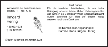 Traueranzeige von Irmgard Hering von Siegener Zeitung