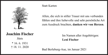 Traueranzeige von Joachim Fischer von Siegener Zeitung