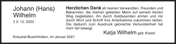 Traueranzeige von Johann  Wilhelm von Siegener Zeitung