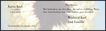 Traueranzeige von Karin Karl von Siegener Zeitung