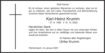 Traueranzeige von Karl-Heinz Krumm von Siegener Zeitung