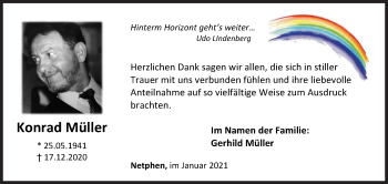 Traueranzeige von Konrad Müller von Siegener Zeitung
