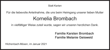 Traueranzeige von Kornelia Brombach von Siegener Zeitung