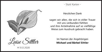 Traueranzeige von Luise Sittler von Siegener Zeitung