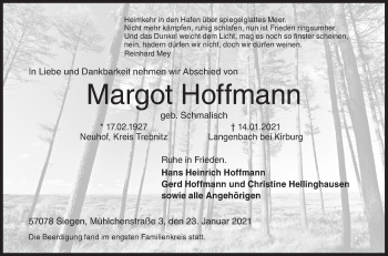 Traueranzeige von Margot Hoffmann von Siegener Zeitung