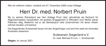 Traueranzeige von Norbert Pruin von Siegener Zeitung