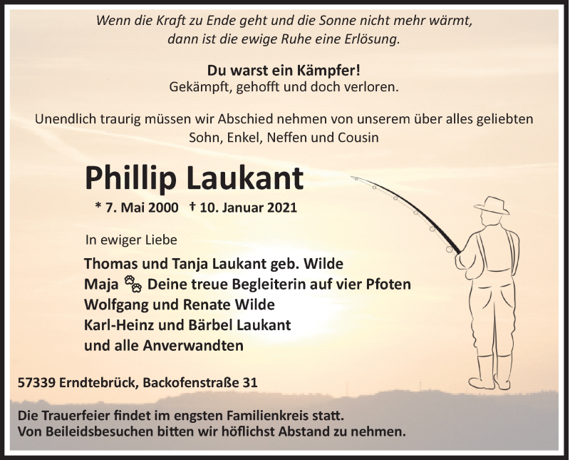  Traueranzeige für Phillip Laukant vom 12.01.2021 aus Siegener Zeitung