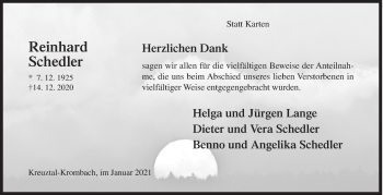Traueranzeige von Reinhard Schedler von Siegener Zeitung