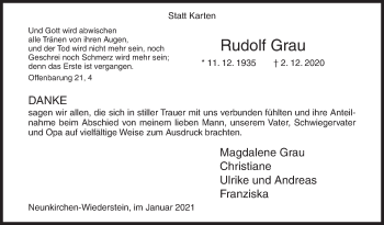 Traueranzeige von Rudolf Grau von Siegener Zeitung