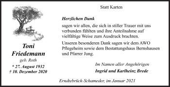 Traueranzeige von Toni Friedemann von Siegener Zeitung