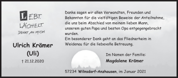 Traueranzeige von Ulrich Krämer von Siegener Zeitung
