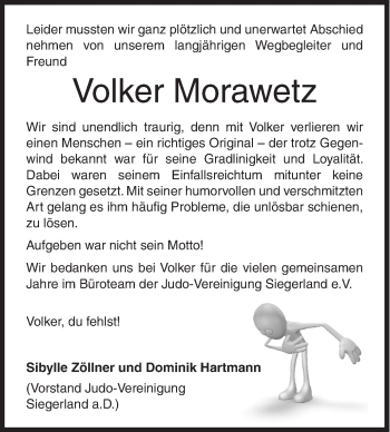 Traueranzeige von Volker Morawetz von Siegener Zeitung