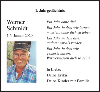 Traueranzeige von Werner Schmidt von Siegener Zeitung