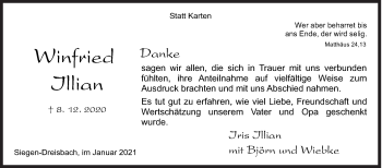 Traueranzeige von Winfried Illian von Siegener Zeitung