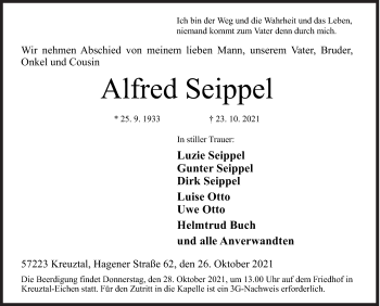 Traueranzeige von Alfred Seippel von Siegener Zeitung