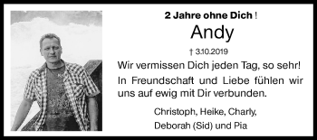 Traueranzeige von Andy  von Siegener Zeitung