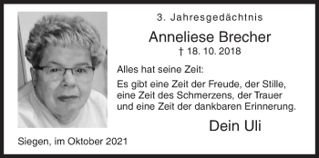 Traueranzeige von Anneliese Brecher von Siegener Zeitung