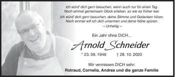 Traueranzeige von Arnold Schneider von Siegener Zeitung