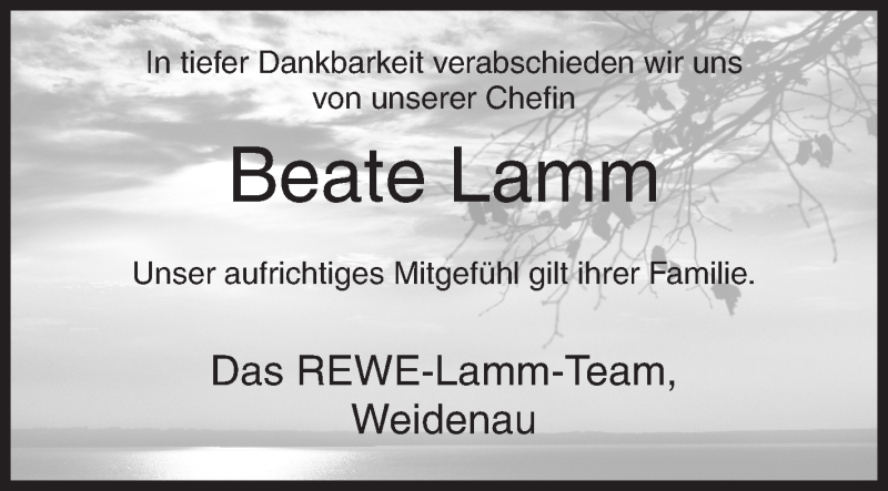  Traueranzeige für Beate Lamm vom 14.10.2021 aus Siegener Zeitung