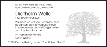 Traueranzeige von Diethelm Weller von Siegener Zeitung