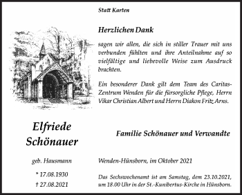 Traueranzeige von Elfriede Schönauer von Siegener Zeitung
