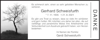 Traueranzeige von Gerhard Schweisfurth von Siegener Zeitung