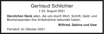 Traueranzeige von Gertraud Schlichter von Siegener Zeitung