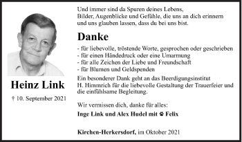 Traueranzeige von Heinz  Link von Siegener Zeitung