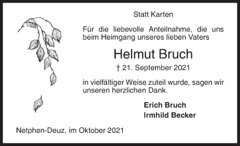 Traueranzeige von Helmut Bruch von Siegener Zeitung