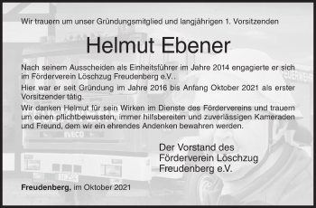Traueranzeige von Helmut Ebener von Siegener Zeitung