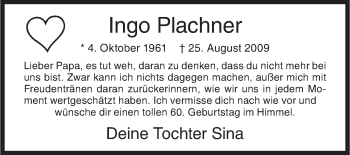 Traueranzeige von Ingo Plachner von Siegener Zeitung