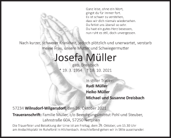 Traueranzeige von Josefa Müller von Siegener Zeitung