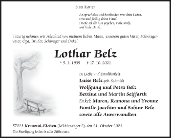 Traueranzeige von Lothar Belz von Siegener Zeitung