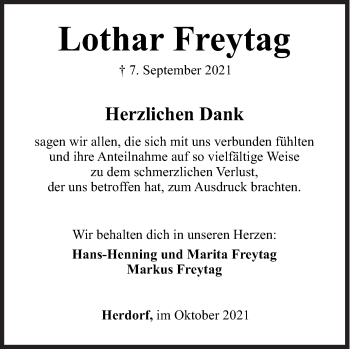 Traueranzeige von Lothar Freytag von Siegener Zeitung