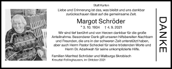 Traueranzeige von Margot Schröder von Siegener Zeitung