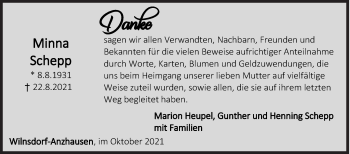 Traueranzeige von Minna Schepp von Siegener Zeitung