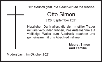 Traueranzeige von Otto Simon von Siegener Zeitung