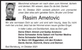 Traueranzeige von Rasim Ametovic von Siegener Zeitung