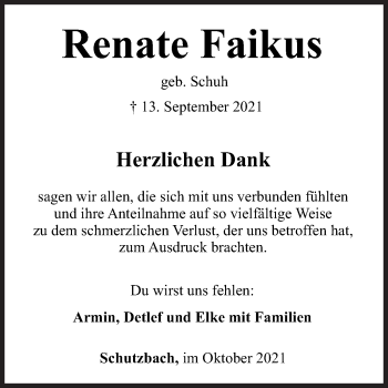 Traueranzeige von Renate Faikus von Siegener Zeitung